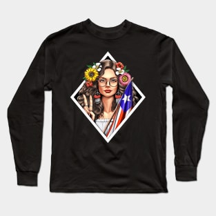 Boricua Puerto Rico Girl Long Sleeve T-Shirt